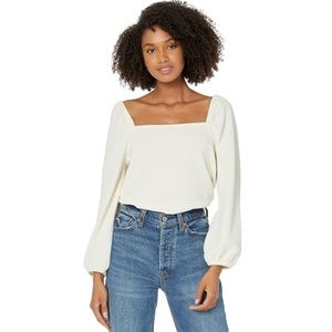 Madewell Crepe Square Neck Puff Sleeve Top
